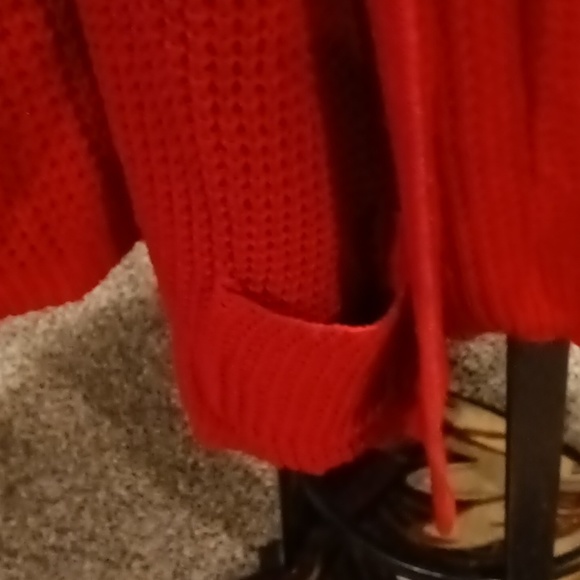 KIM ROGERS red braided waffled cardigan with saggy pockets Size XL - Picture 6 of 13